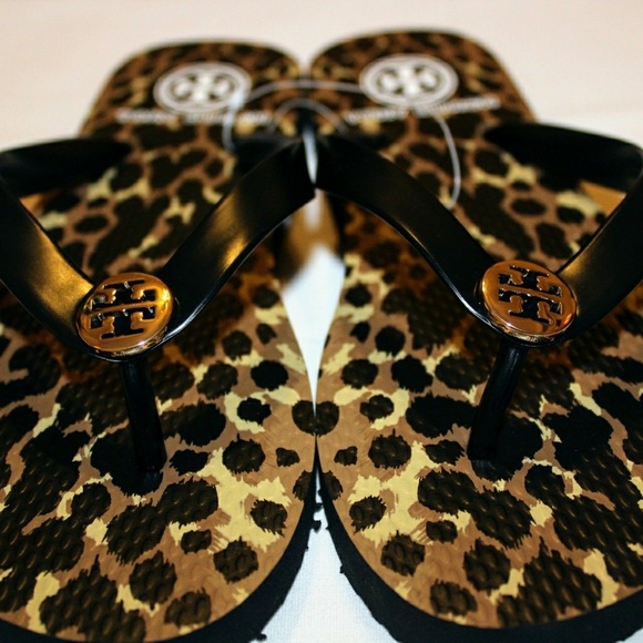 Tory Burch Animal Leopard Print Flip Flops NEW - Picture 2 of 2
